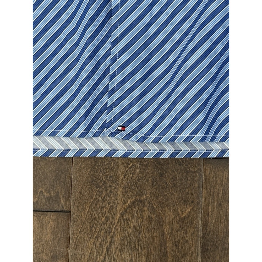 Tommy Hilfiger Button Down Shirt Mens Size Medium Blue Striped 100s 2 Ply-Fabric - Picture 7 of 8